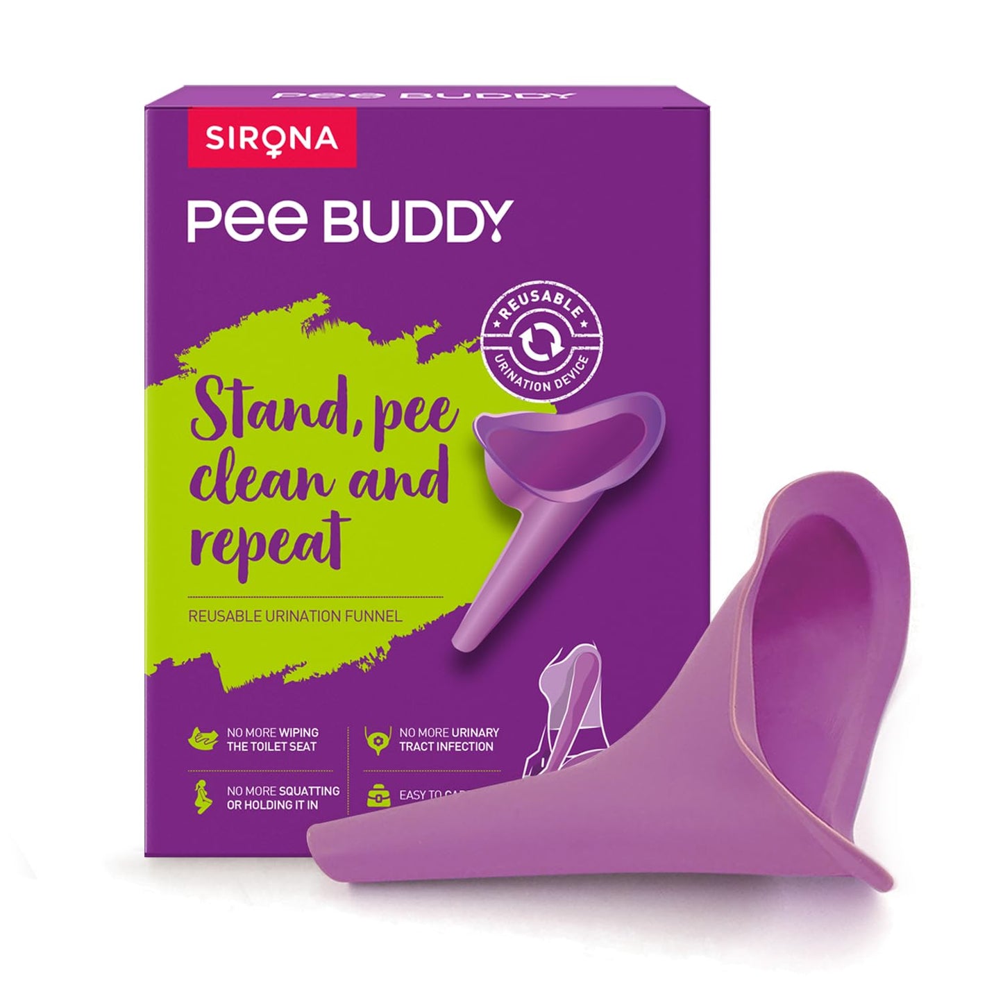 PEE BUDDY Reusable Portable Stand and Pee Urination Device for Women - Pack of 1 | Portable, Leak-proof and Zero Spillage | Ideal for Public Toilets, Travel, Camping, Hiking and Outdoor Activities